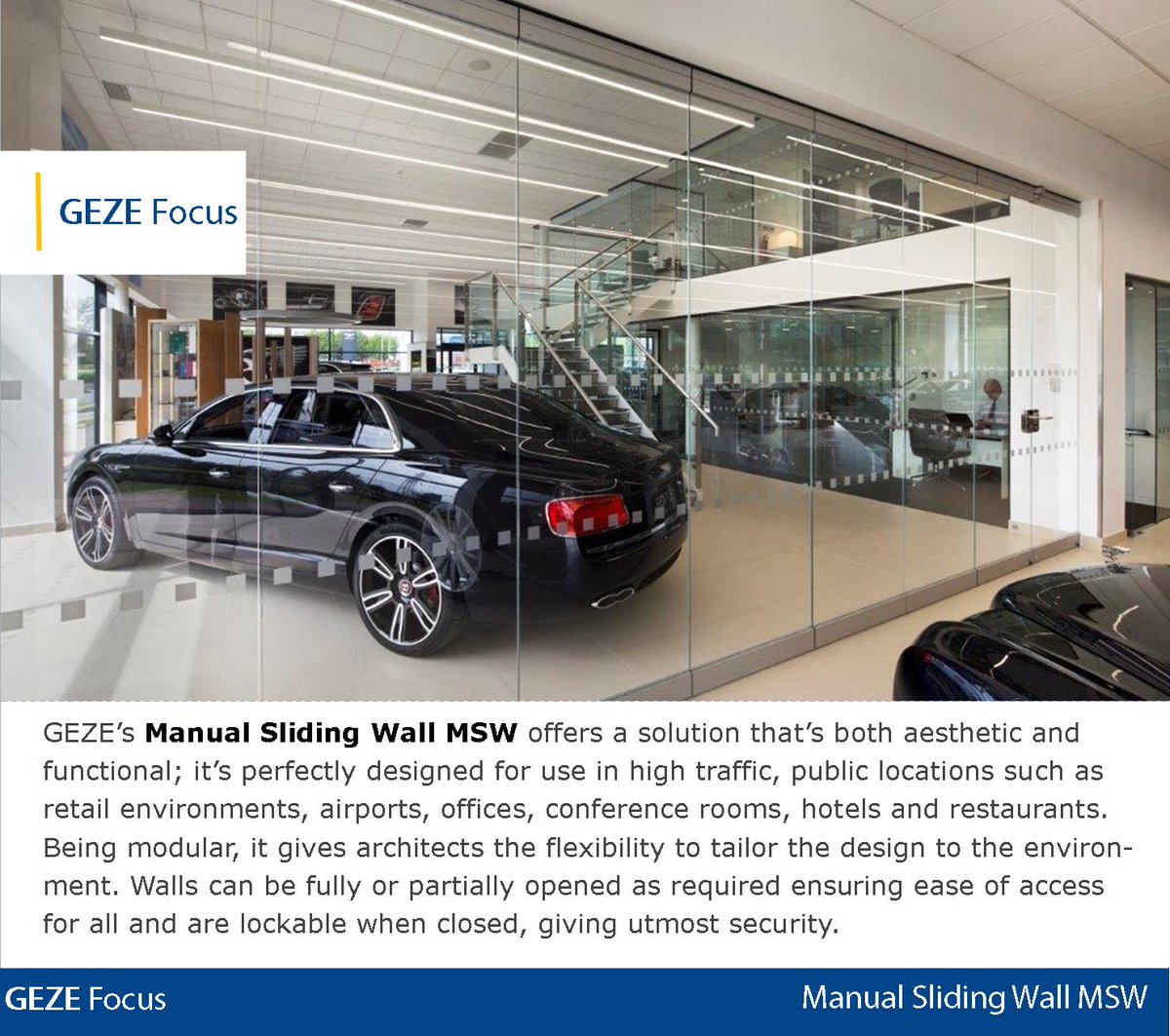 The Manual Sliding Wall MSW is 'effortlessly sliding into place' in this months GEZEFocus - More info here -  bit.ly/2xTVBcf  #GEZEFocus