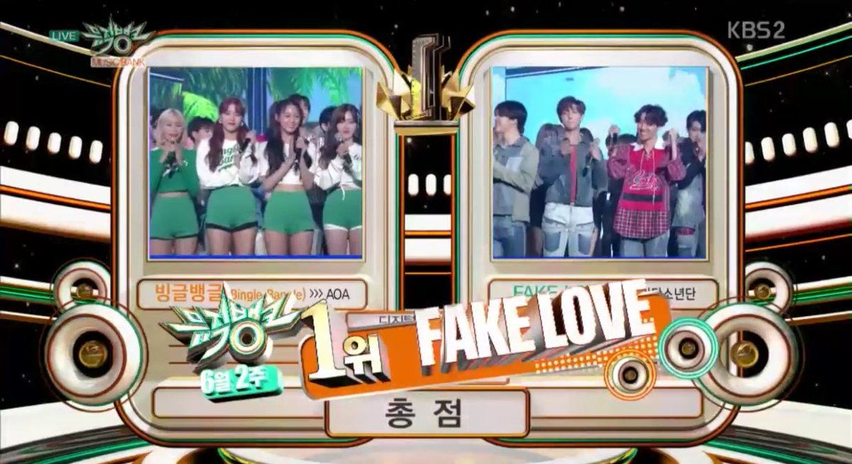 btsanalytics's tweet photo. BTS (@BTS_twt) have achieved their first Triple Crown for "FAKE LOVE" — winning at KBS Music Bank for 3 consecutive weeks!

#BTSTripleCrown 🏆 (x3)
#FakeLove10thWin https://t.co/dKgt283XQH