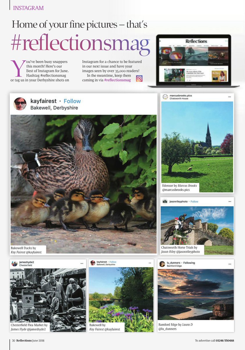 ReflectionsMag's tweet photo. 📷📱Congratulations to June's magazine's featured Instagrammers📷📱Kay Fairest, James Hyde, Marcus Brooks, Jason Riley & Laura D! If you'd like a chance to have your Derbyshire-based pics on Instagram featured in the magazine simply hashtag #reflectionsmag on your Instagram shots https://t.co/yl6sQ5YGiz