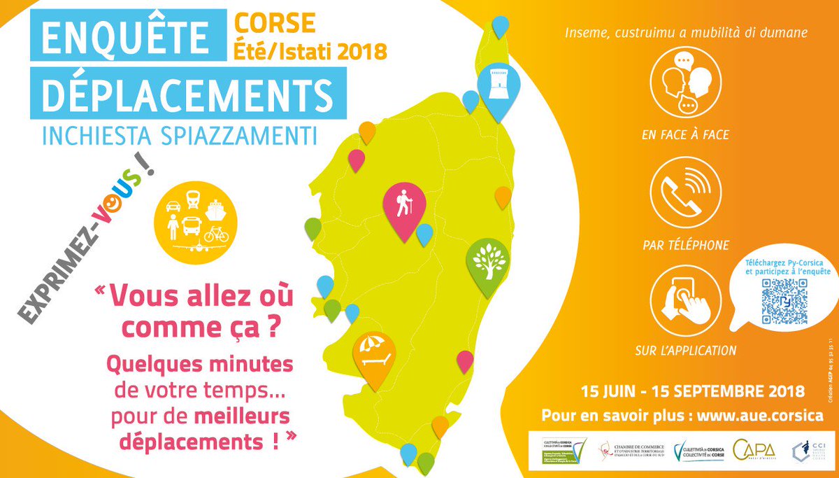 CdC_Corsica's tweet photo. Déplacements en #Corse en période estivale: enquête du 15/06 au 15/09 pour disposer de données stratégiques et améliorer les déplacements, les aménagements, les infrastructures de transport #AUE #CullettivitadiCorsica @pays_ajaccien #CCI2A #CCI2B Infos sur https://t.co/86t0mtLcB2 https://t.co/wzN5MgghBI