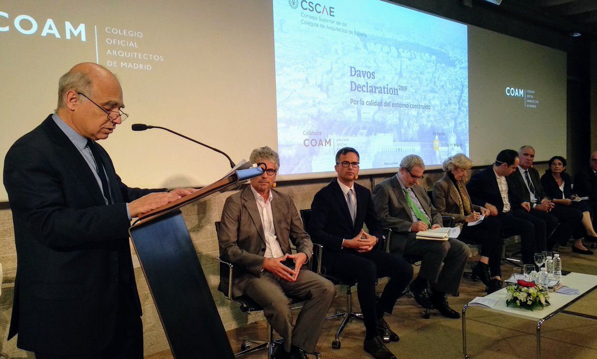 CSCAE's tweet photo. Interviene @presidenteCSCAE Es necesario actualizar los instrumentos que permitan garantizar el derecho a una vivienda digna, a la salud colectiva y a la seguridad a través de la calidad del entorno construido.#DavosDeclaration https://t.co/usNmy0MhB8
