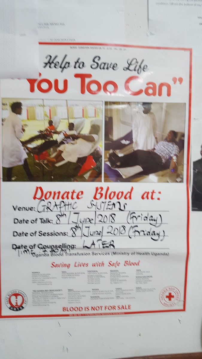 UgandaRedCross's tweet photo. Blood saves lives. Donate and save a life. Plz join @graphicssystems @iauganda @UgandaRedCross @ubtsug at #Graphicssystems luzira and become part of the drive. #Savinglives through #Blooddonation @newvisionwire @bukeddeonline @DailyMonitor
Our target here is 150 units only ๐ https://t.co/YTMV3tXiNC