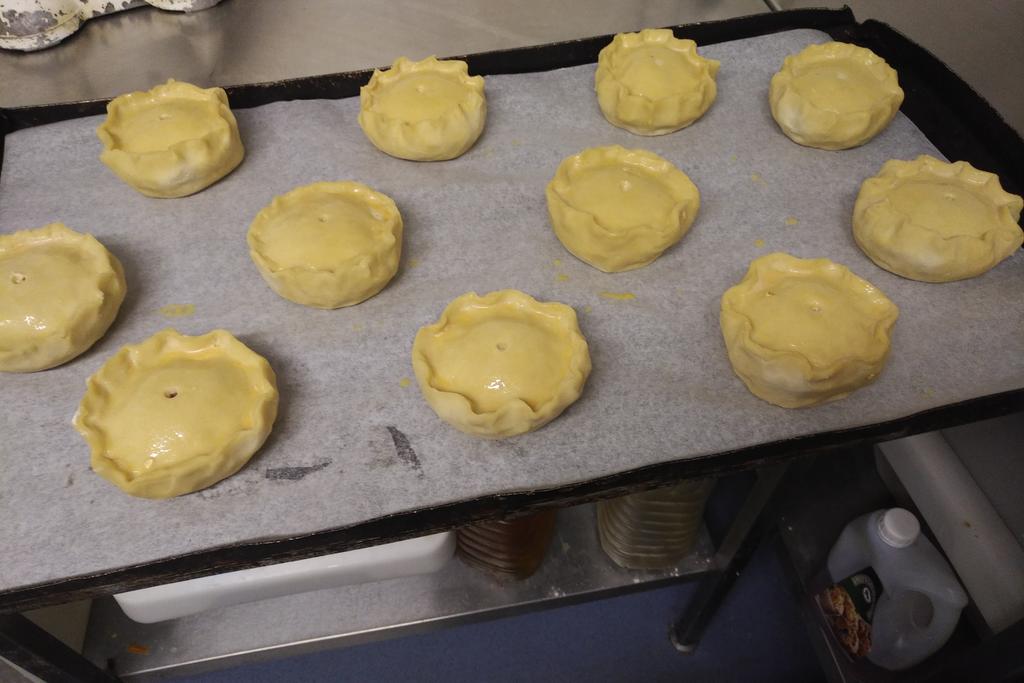 Hand raised pork pies now about to go in the oven