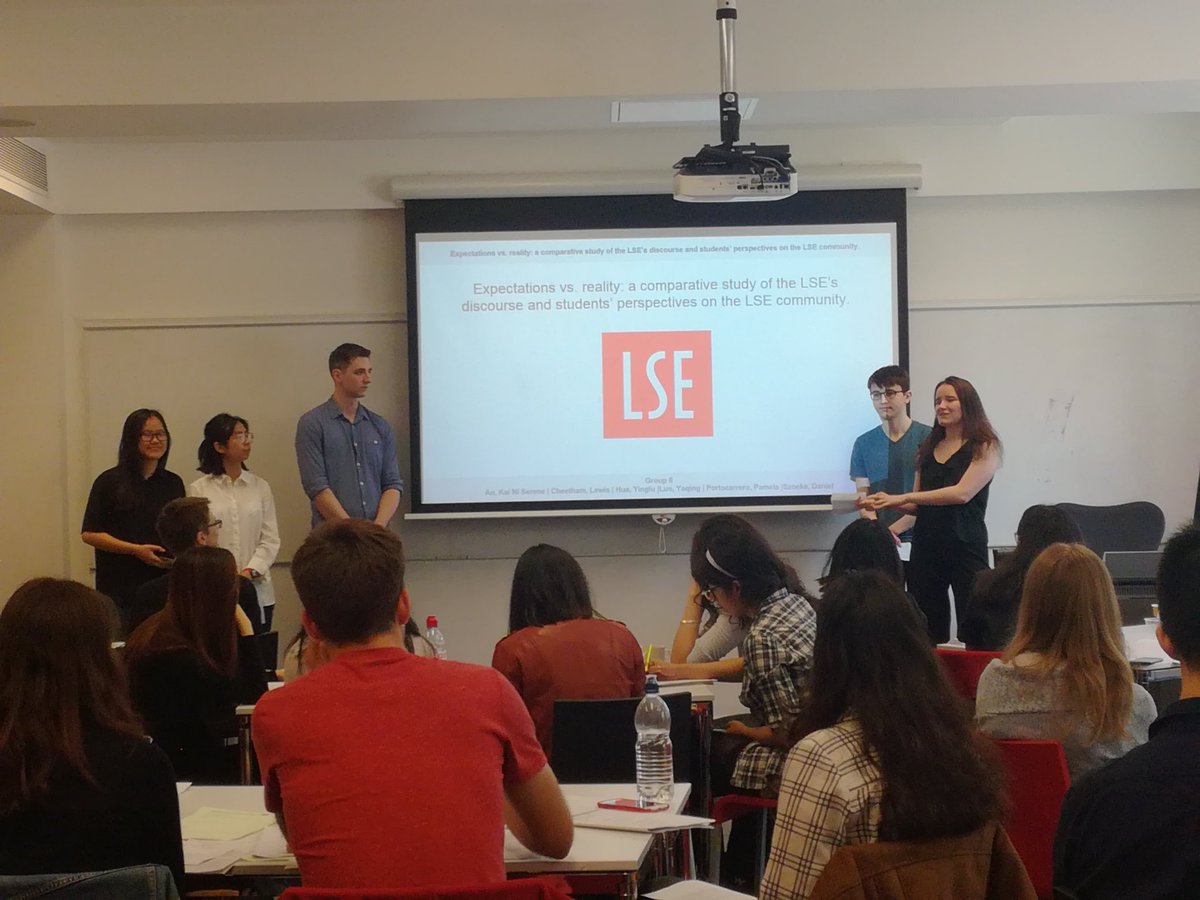 EdenLSE's tweet photo. Stepping up bravely to bat first are Group 6! - 'Expectations vs reality: a comparative study of the #LSE's discourse and students' perspectives on the LSE community' #groups2018 #partofLSE @lsesu https://t.co/CIENWizY3y