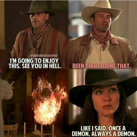 wiccawonder004's tweet photo. Cowboy: I'm going to enjoy this. See you in Hell.
Cole: Been there. Done that. (kills cowboy)
Prue: Like I said, once a demon, always a demon. #firstsaveinnocent #justcamenaturally #woops still trying #tobegood #OGCharmed https://t.co/EyYekTsNH9