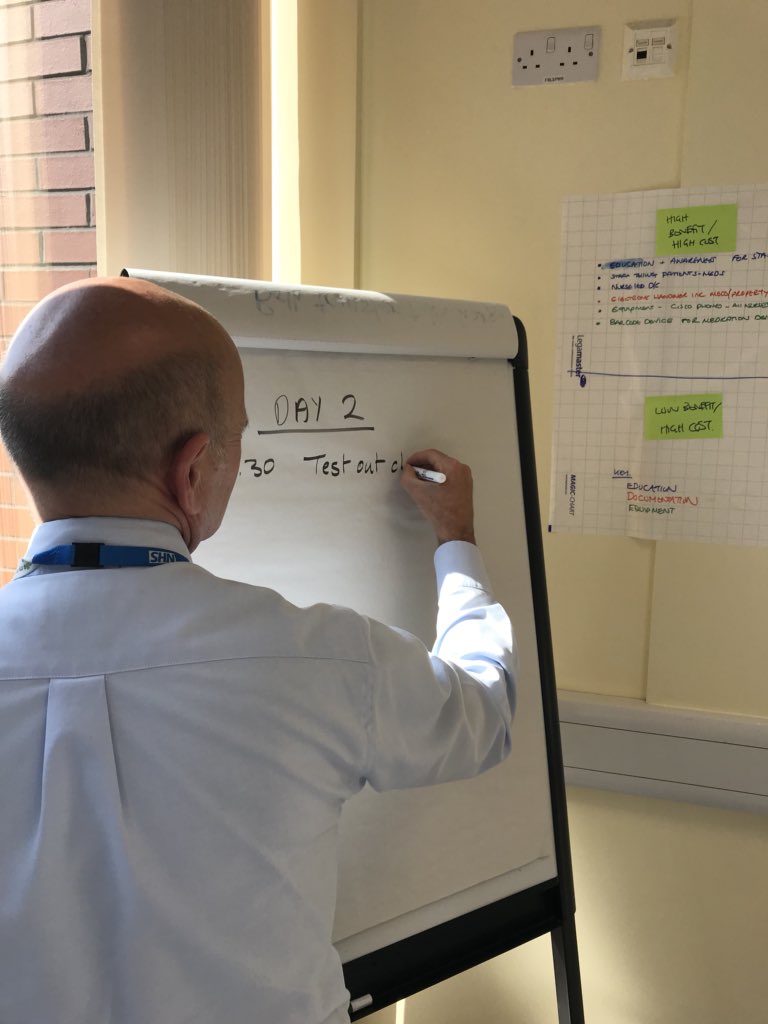 simjimhere's tweet photo. @MYHTCEO preparing the agenda for the 2nd and final day of the patient transfer and discharge #Kaizen event the new checklist will lead to improved patient experience @MidYorkshireNHS @KpoMidyorks https://t.co/XeLPcz5rap