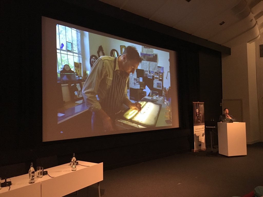 craftscotland's tweet photo. ‘A language of beauty that you can use’ - Jeff Zimmer discusses his works that connect the beauty of luminous clouds seen from above, with the subtle intervention of a drone offering a ‘prick of conscience’. #csconf https://t.co/3bRdSLBmIm