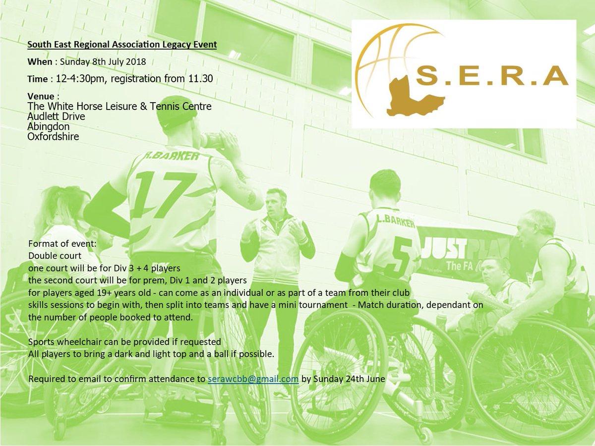 SERAWCBB's tweet photo. Please find details attached for the Legacy Event being held by the South East Regioanal Association on the 9th of July. All players welcome, minimum age is 19. Details all available on the poster. https://t.co/dOJKbawdGT