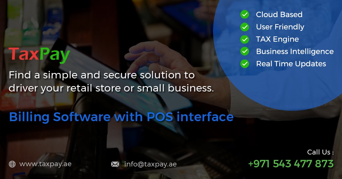 Cloud based #POSSoftware to manage customers quickly and track inventory across all stores. Get Free Demo- taxpay.ae For more information Please call us +971 543 477 873.
#billingsoftware #pointofsale #Possoftware #flexible