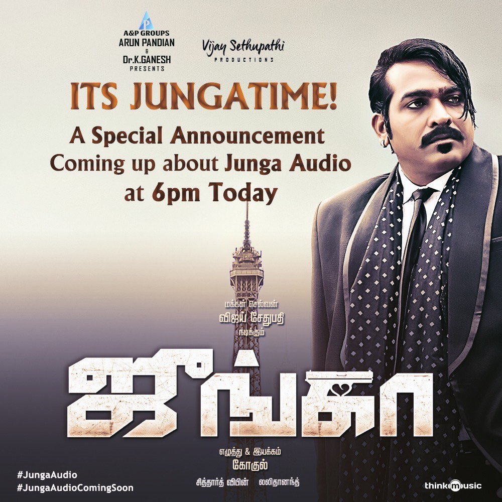 itsme_aju's tweet photo. Its #Jungatime, A Special Annoucement Coming up about #JungaAudio at 6pm today!!
#JungaAudioComingSoon
@VijaySethuOffl @sayyeshaa @MadonnaSebast14 @AandPgroups @DirectorGokul @sidvipin @lalithanandpoet @kav_pandian @editorsabu @proyuvraaj @thinkmusicindia https://t.co/n4uJpV3ye2