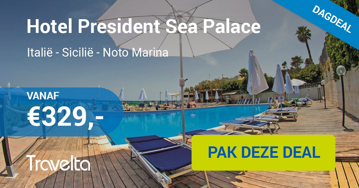 Travelta's tweet photo. Dagdeal 8 juni: Hotel President Sea Palace - Sicilië
8 dagen All Inclusive vanaf €329,- p.p. ➜ https://t.co/X3IZ3mGweR https://t.co/4LbQU4xNnT