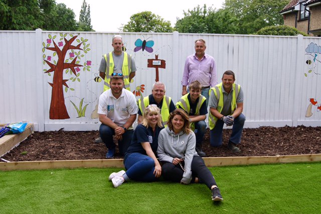 WatesGroup's tweet photo. In 2017 our #ReshapingTomorrow team gave a major makeover to two #Norwich nurseries, Beehive Childcare Group &amp; Busy Bees Nursery. A team of 30 #volunteers renovated the gardens to include new sand pits, outdoor murals &amp; mud kitchens #WatesProud #ForceForGood #FBF https://t.co/UWuDwFTSjA