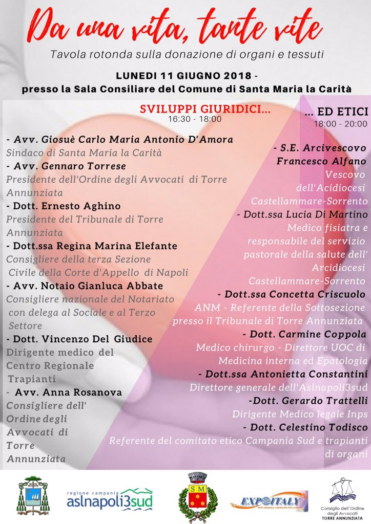 ilnotariato's tweet photo. #notaixilsociale l'11 giugno a Santa Maria della Carità parleremo di #testamento biologico all'interno della giornata dedicata alla #donazione di organi e tessuti. https://t.co/jAJBQWdXGl