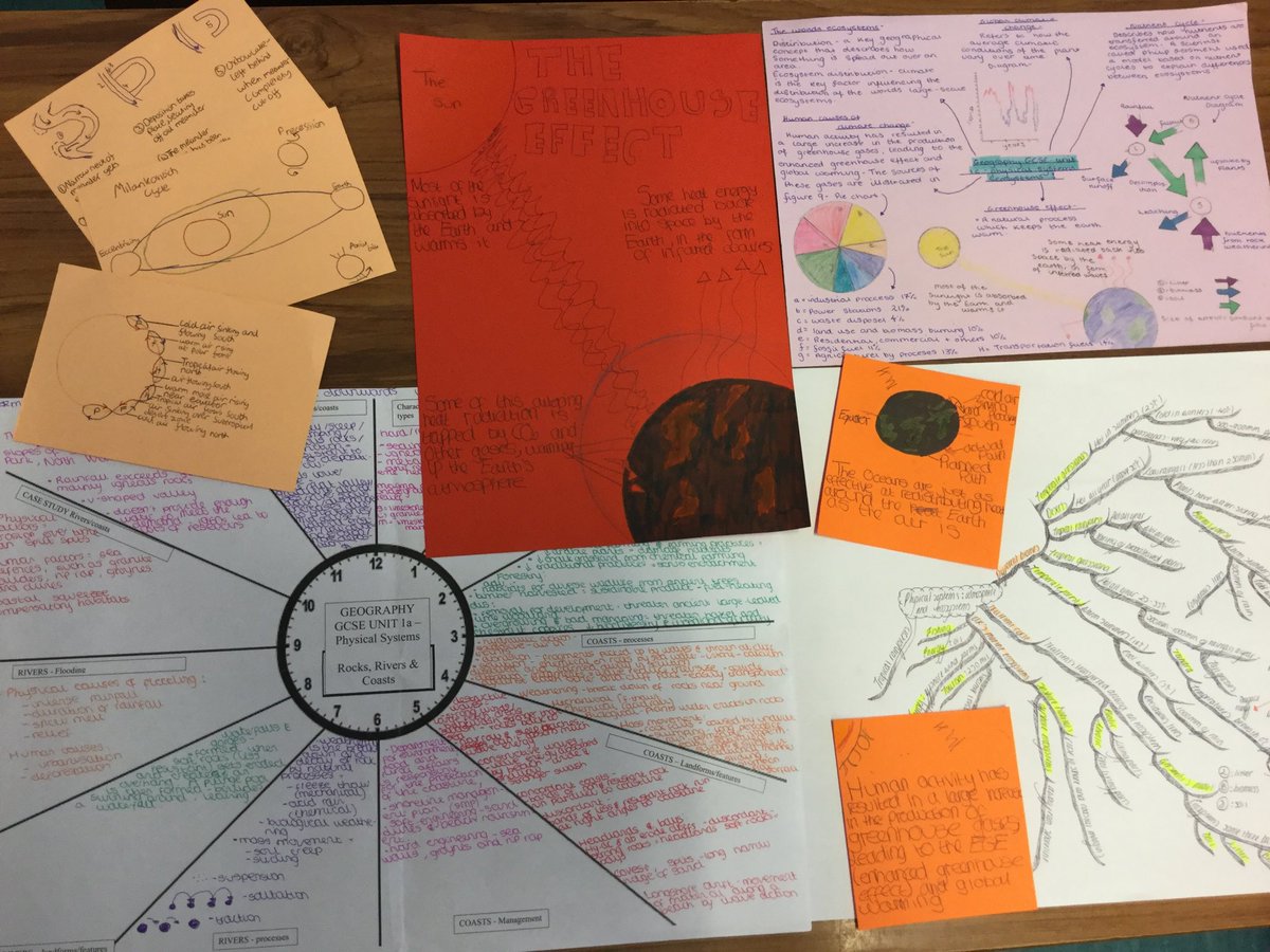 BCHSGeography's tweet photo. Proud #geographyteacher today- amazing selection of revision techniques used by Y10 to revise for their Y10 exams starting in a few weeks. This is just a selection of the clocks, cards, visual pictograms..... https://t.co/YwxIrtAa6n
