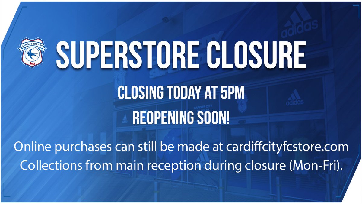 Superstore Update | The Stadium Superstore will be closed after today until further notice for essential summer development. A reopening date with further information will follow in due course. Online purchasing remains available 👉 bit.ly/2kB5924 #CityAsOne