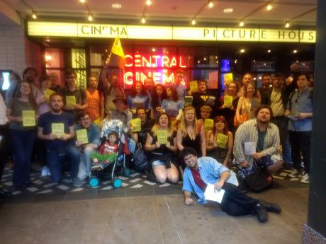 RFNScotland's tweet photo. Picture House Cinemas - owned by @cineworld - respond with violence to protests for the Living Wage. We are all @betterthanzero https://t.co/c5TmeL1RvQ https://t.co/FjsbsL1oOI