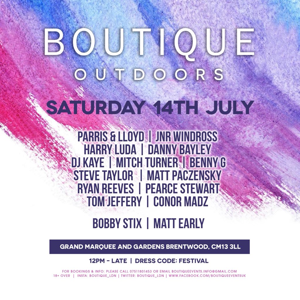 FESTIVAL VIBES <a href="/Boutique_ldn/">Boutique</a>!

So here it is.... Boutiques taking it to a new level. Sun, beats and the English countryside. 

With this group of musical connoisseurs this is going to be a day to remember. ☀️🙌🏻🥁🎼
