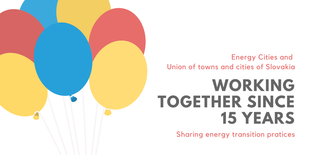 energycities's tweet photo. We are so much stronger thanks to the national #city #networks we partner with! The Union of towns and cities of #Slovakia is one of them pushing the #energytransition further in Slovak #cities and #regions. 15 years 🍾 & there is more to come! 😊 #EUSEW2018 https://t.co/Iwwan2koTt