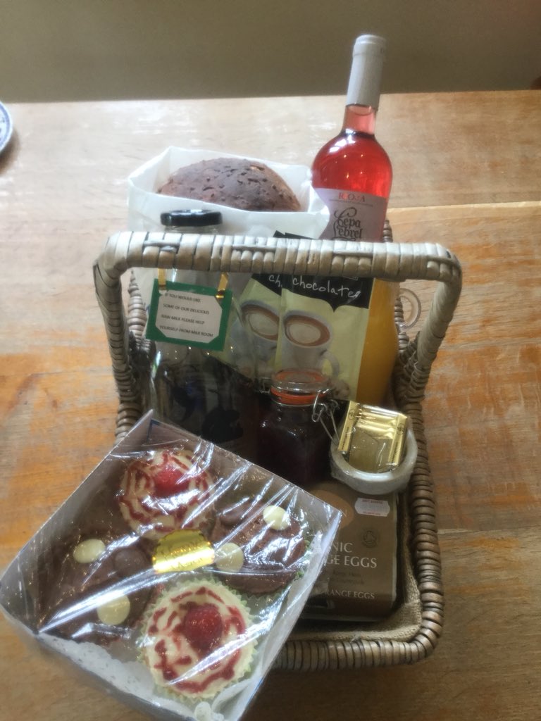 Welcome hamper for guests arriving Shepherds Hut today