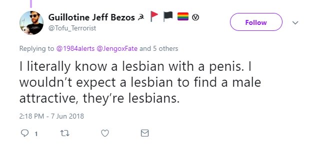 Jeff Bezos 'literally knows a lesbian with a penis'.