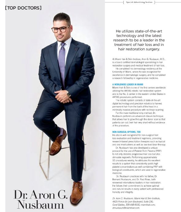Miami_Hair's tweet photo. Congratulations to @Miami_Hair's Dr. Aron G. Nusbaum for being featured in the @MiamiIndulge Summer Issue as a Top Doctor in the #HairRestoration specialty. Read the full feature here: https://t.co/j5MjRUe9FG https://t.co/2gi7kvNLZR