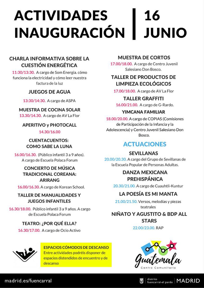 BDPAllStars's tweet photo. El próximo SÁBADO 16 DE JUNIO estaremos cerrando una jornada fantástica, con un montón de actividades, en el Centro Comunitario Guatemala (C/ Celanova, 2. Barrio del Pilar). Por los espacios de barrio gestionados por el barrio! https://t.co/Sj5F1MONVo