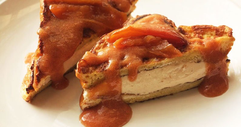 CIDERCRAFTmag's tweet photo. Just in time for the weekend: a recipe for stuffed French toast with a peach-cider sauce featuring @summitcider Corduroy. https://t.co/26NBNAZ9Bk #recipe #drinkcider #pickcider #cider #cookingwithcider #frenchtoast https://t.co/lcSJq3nNU0