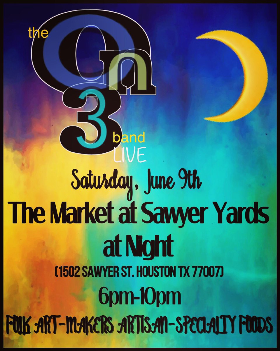 OnThreeband's tweet photo. Tomorrow night y’all!!! #music #jazz #art #sawyeryards #folkart #SaturdayNight #paintings #houston #on3 #onthree #blues #htown #theheights #bossa #secondsaturday #mikeseybold https://t.co/I2iozHkgx8