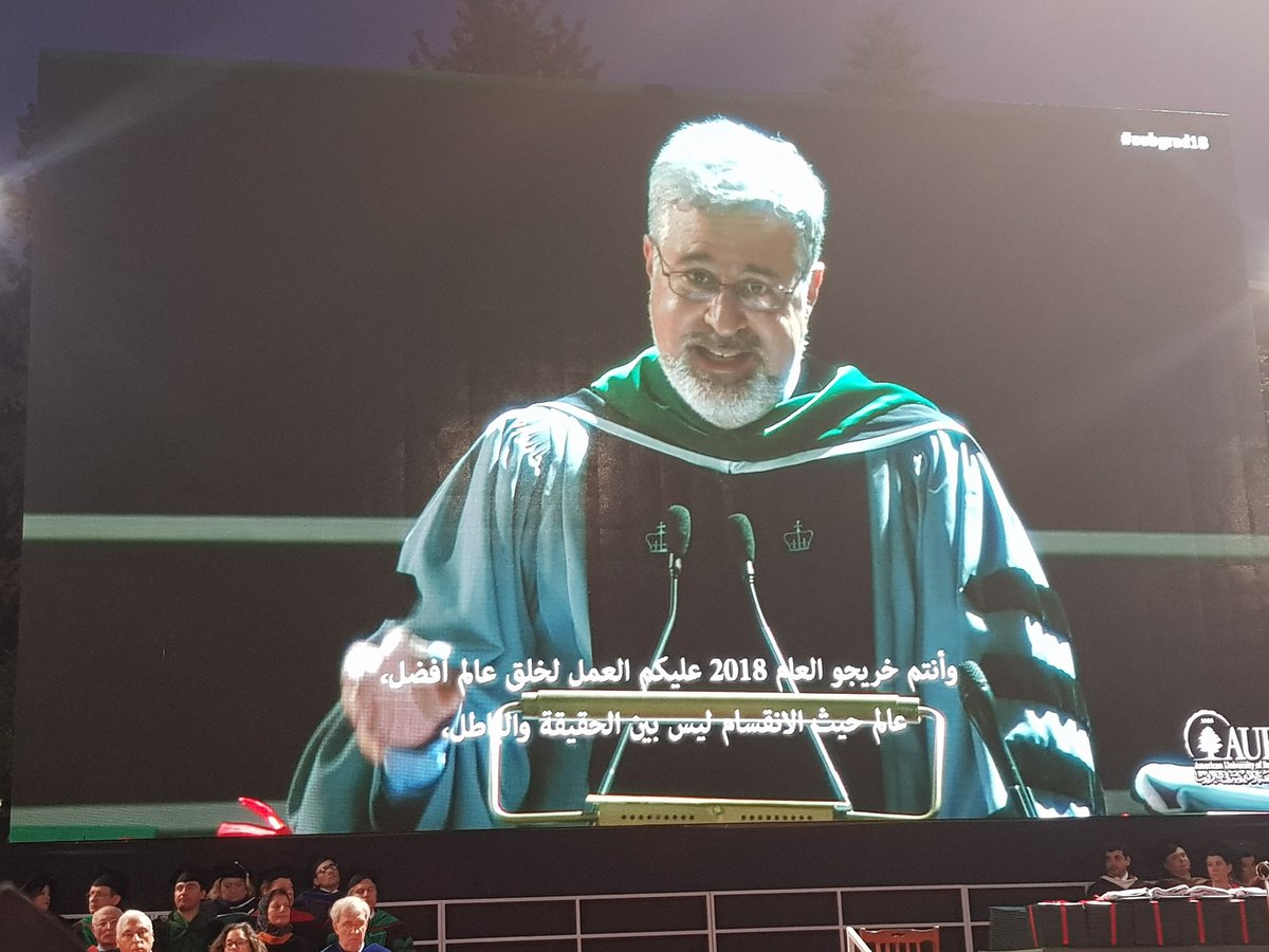 DrRamiMorsi's tweet photo. What a motivating address by none other than @DrFadloKhuri at our #graduation ceremony here at @AUB_Lebanon #aubgrad18 #Aub #aubgrad https://t.co/QuGV6lvpC6