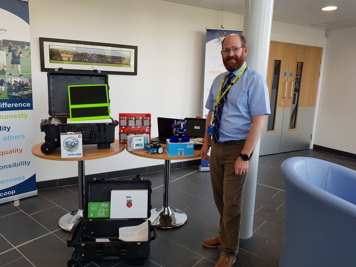 berkeleygutc's tweet photo. Some toys for us to play with courtesy of: @NCSC @Sphero @SpheroEdu @OhbotRobot @Raspberry_Pi @TheMagPi @GetPiTop @microbit_edu @Kitronik @bradsprojects @arduino #Arduino #CyberSchoolsHub #RaspberryPi #OhbotRobot #PiTopCEED #microbit #Digirule Inspiring the next generation! TY! https://t.co/xpG2WPeMik