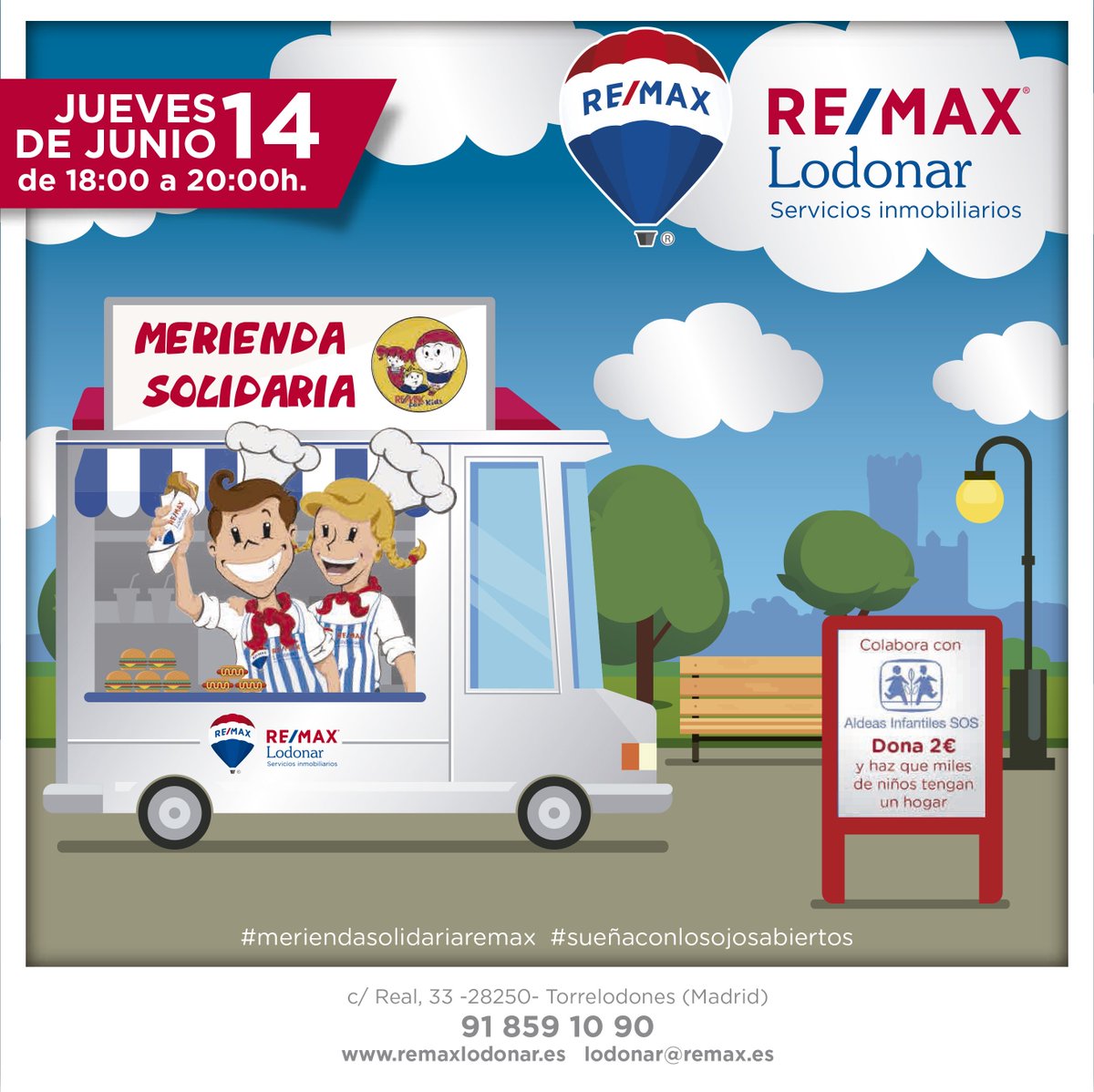 remaxlodonar's tweet photo. Tenemos el placer de invitarte a compartir con nosotros de nuestra última #MeriendaSolidaria antes del parón estival y como siempre con el objetivo de apoyar la solidaria labor que desarrolla @AldeasEspana . Os esperamos el 14 de Junio, en nuestra oficina. #Torrelodones https://t.co/rb0jdpnpKN