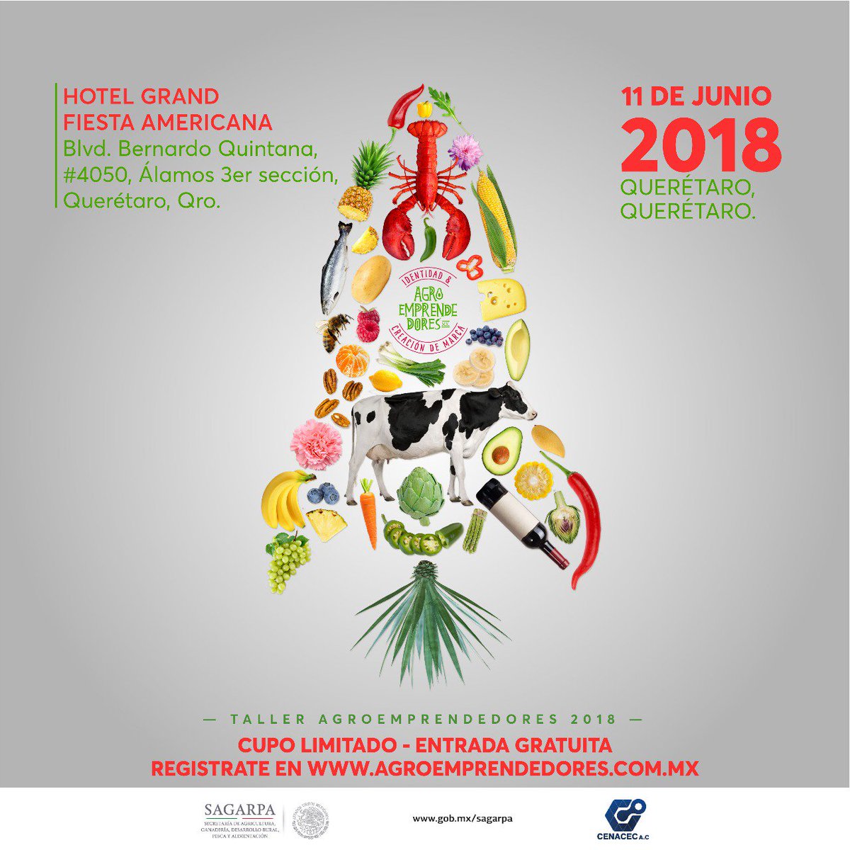 gnch71's tweet photo. Jóvenes del campo queretano, recuerden que este próximo Lunes 11 de Junio, es el taller de Agroemprendedores 2018, entrada gratuita, registrate en https://t.co/c6TduamBLM o pide más informes a @FerCastroMEX Allá nos vemos! https://t.co/cEgmLoexmx