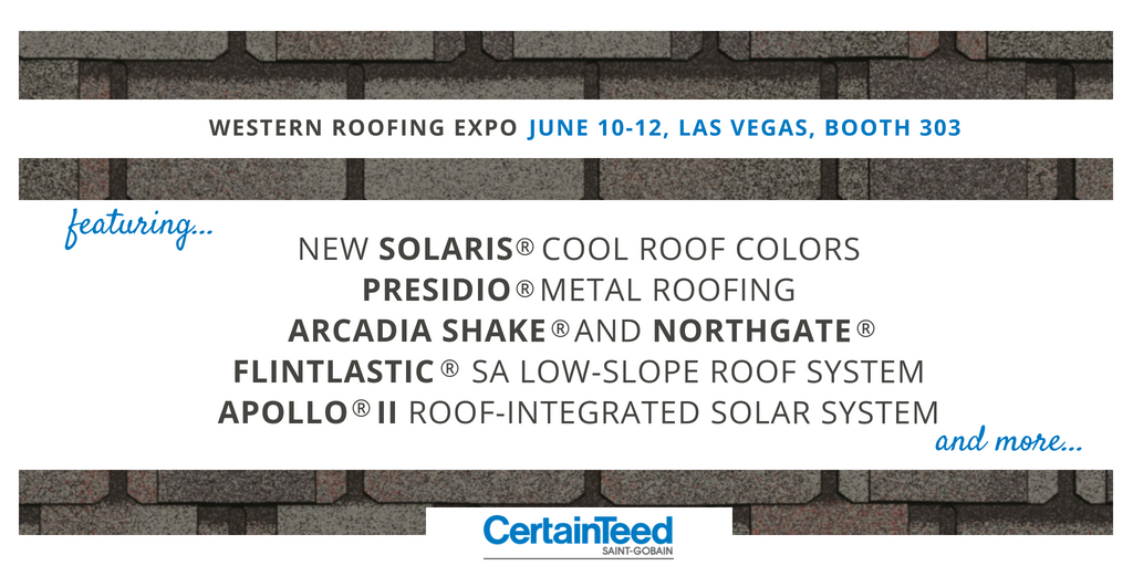CertainTeed's tweet photo. Will we see you at @WSRCA next week? Stop by the booth, take a picture, and tag us! #CertainTeed #WesternRoofingExpo https://t.co/1nDBdWJlMk