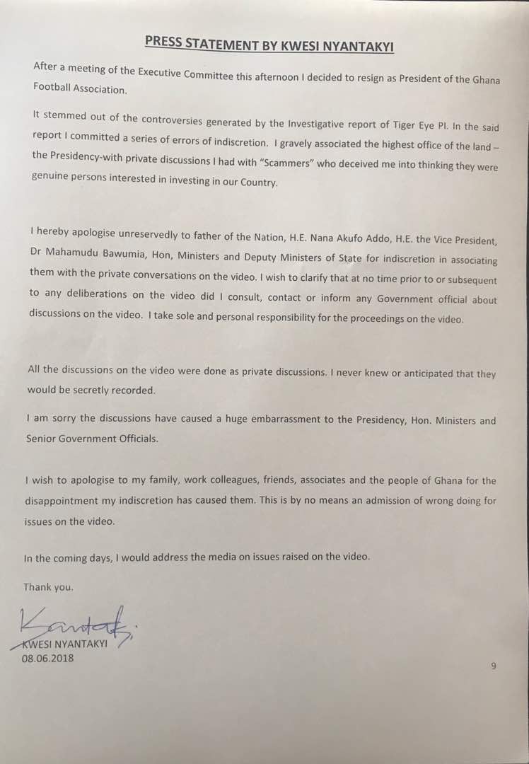 univers1057fm's tweet photo. BREAKING: 

Kwesi Nyantakyi has resigned as President of the @ghanafaofficial. He made this decision after a meeting of the Executive Committee of the Association on Friday afternoon. 

His resignation is stemmed out of the controversies generated by #Number12

#UniversNews https://t.co/5G8L7sYOFm