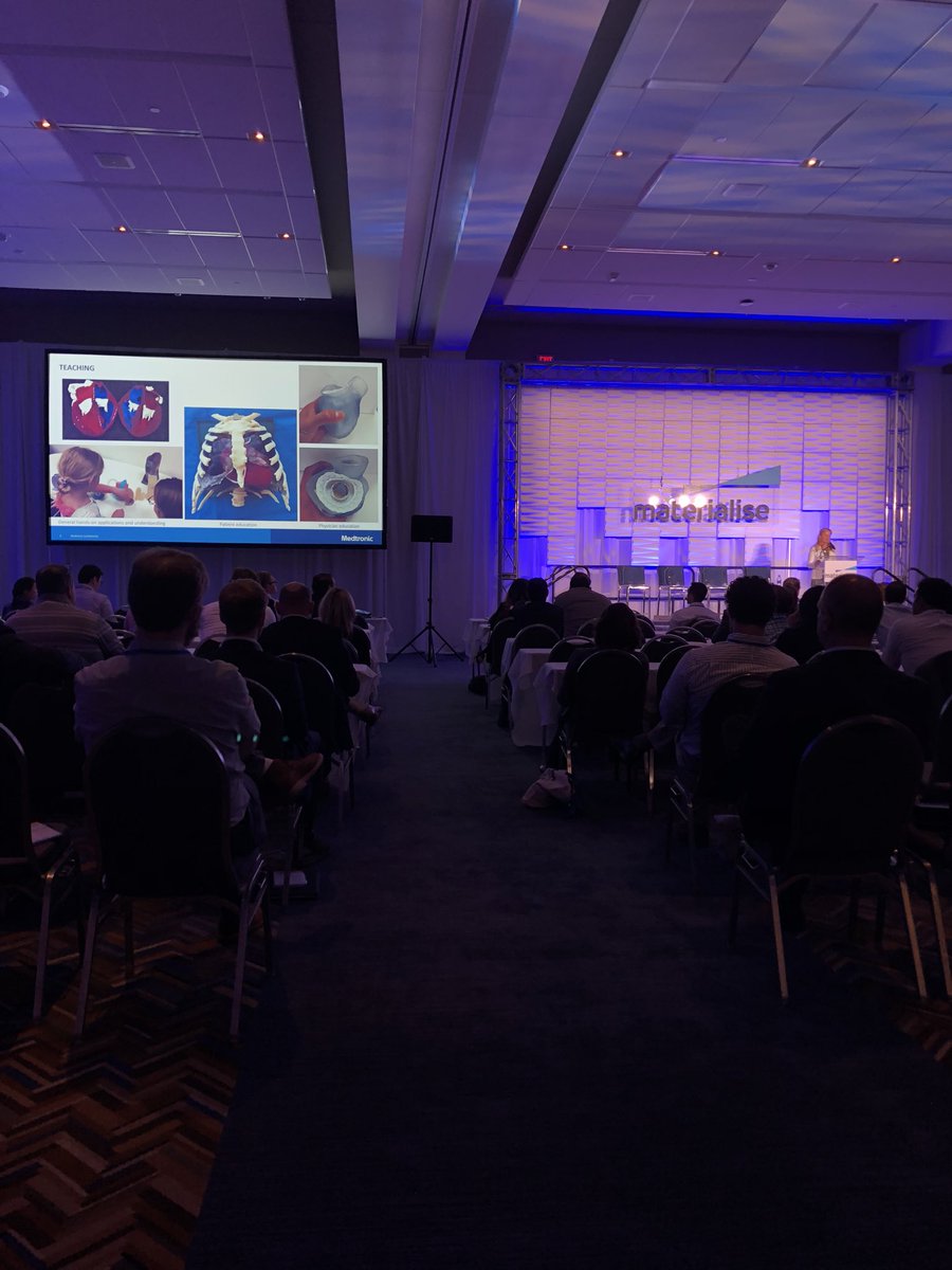 MaterialiseNV's tweet photo. . @Medtronic’s Sarah Ahlberg, PhD is reviewing how her team benefits from #3DPrinting such as teaching, anatomical understanding, benchtop testing, physician training and product case support. #MaterialiseExperience https://t.co/yvv4oFUQpM