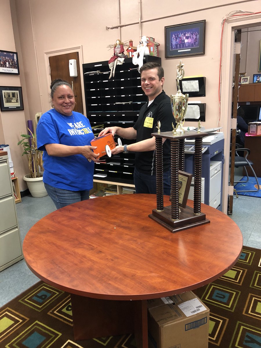 <a href="/PS20PtRichmond/">PS20R</a> Principal returning the traveling soap box trophy to <a href="/Edu_C8/">Jason DeMauro</a>  in preparation for Sunday’s race.