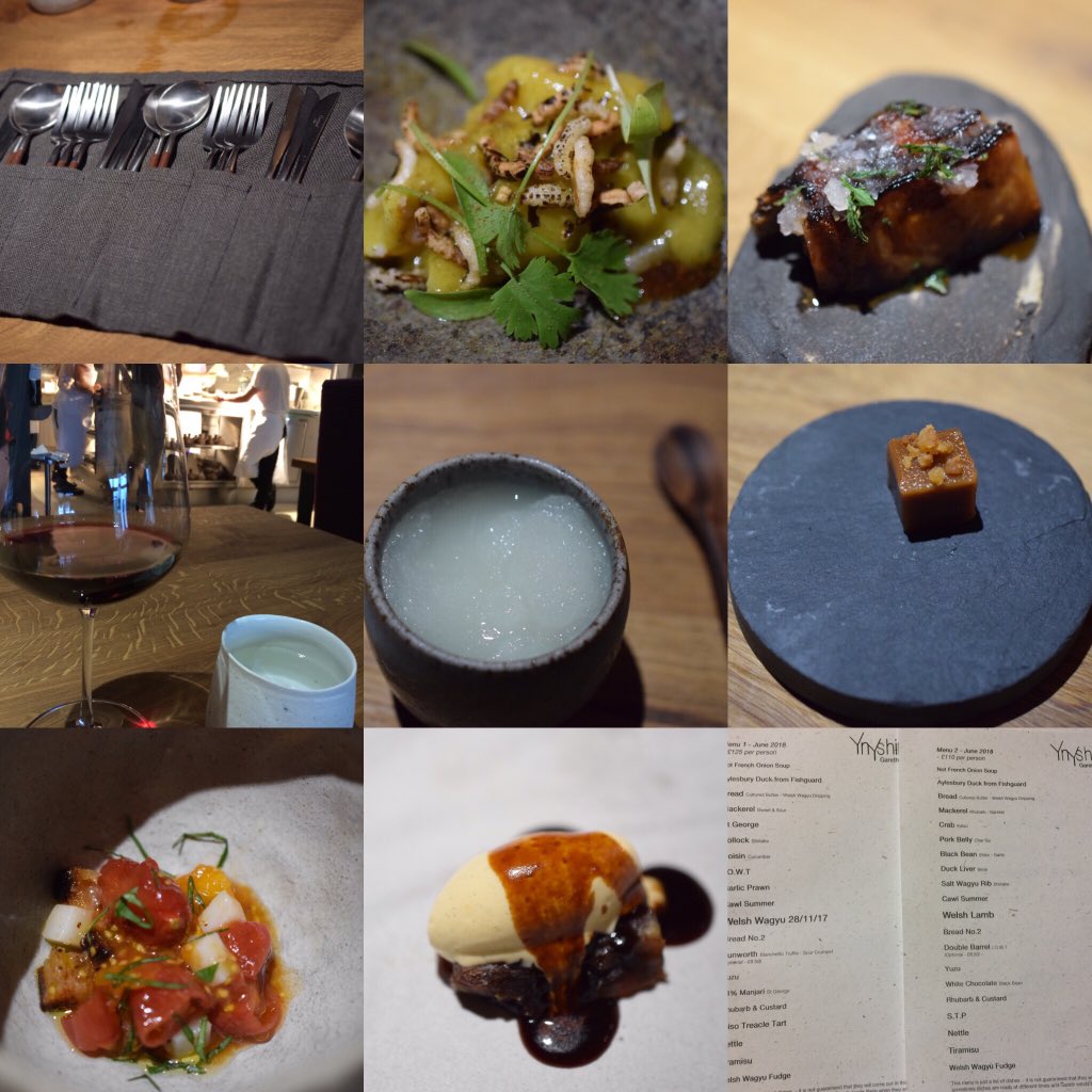 CaerwynAsh's tweet photo. What a Friday! We enjoyed an epic 20 courses @YnyshirRest Woth asian influence and fantastic ingredients making the night #ingredientled #flavourdriven #fatfuelled #meatobsessed @MichelinGuideUK @garethwardchef @hairmetalchef https://t.co/Rnkb4KDKWb