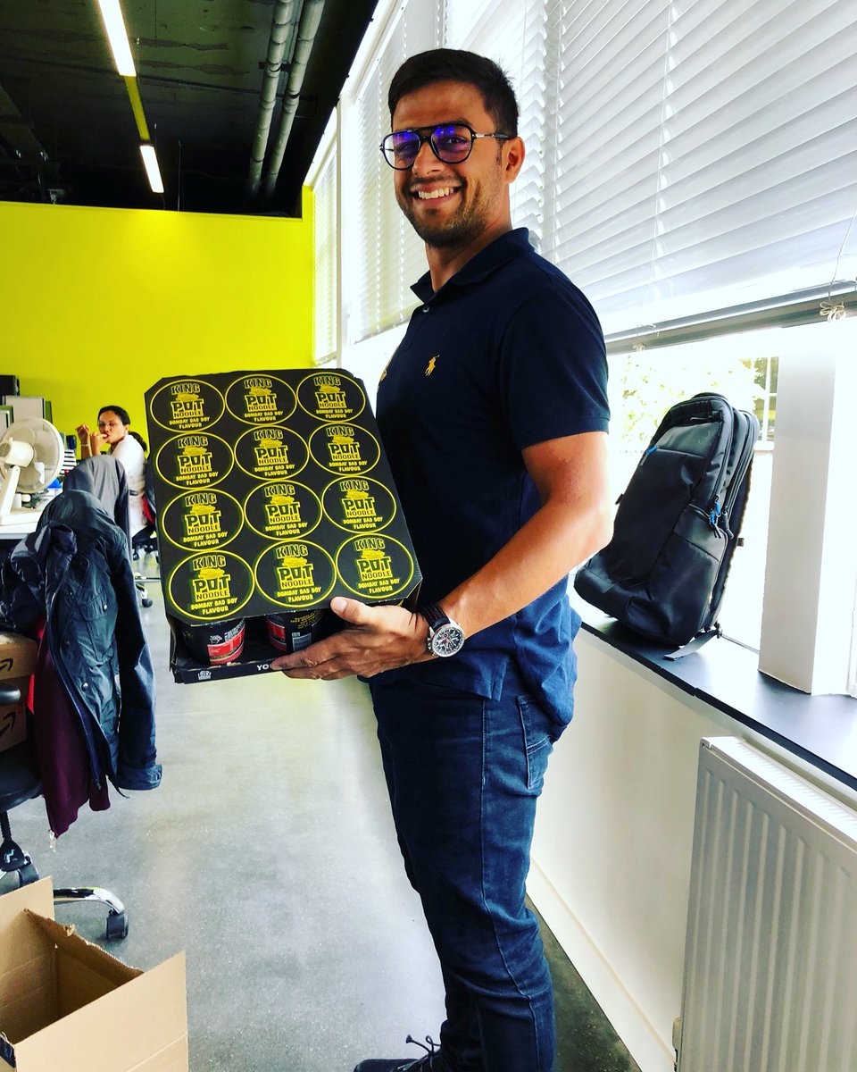 stu73's tweet photo. A delivery of essential @bre_group #digitalproducts supplies - @hash_tweets with his case of Bombay Bad Boy @PotNoodle to keep him going during new @BRE_BREEAM #BreeamInUse development. #BREDigital https://t.co/RnpOTFCTpg