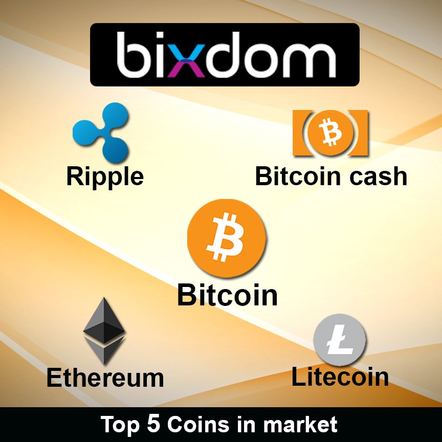Bixdom's tweet photo. world top five cryptocurrencies by market capitalization or value #bitcoin #ETHEREUM #BitcoinCash #Ripple #Litecoin #cryptoamazing #cryptolife #cryptoworld #digitalmoney #cryptocurrencies #Bixdom #exchanges https://t.co/2P5y6drMMD