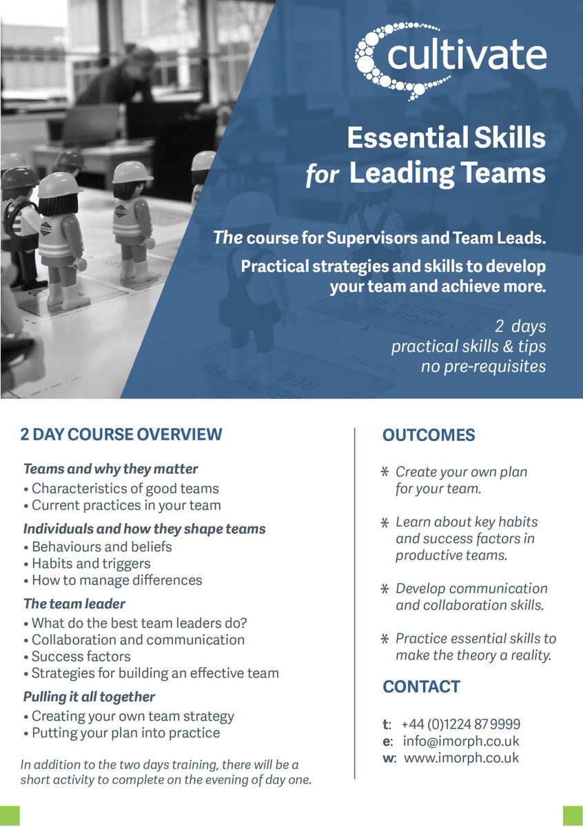 Cultivate 2 Day Essentials Skills for Leading Teams imorph.co.uk/product/1324/