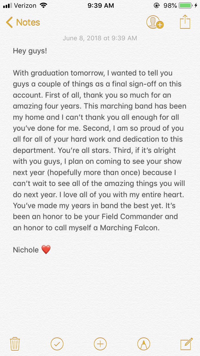 HF2MarchingBand's tweet photo. Good luck next year guys!! I’ll miss you all so much ❤️ -Nichole https://t.co/6uuEoPtamz