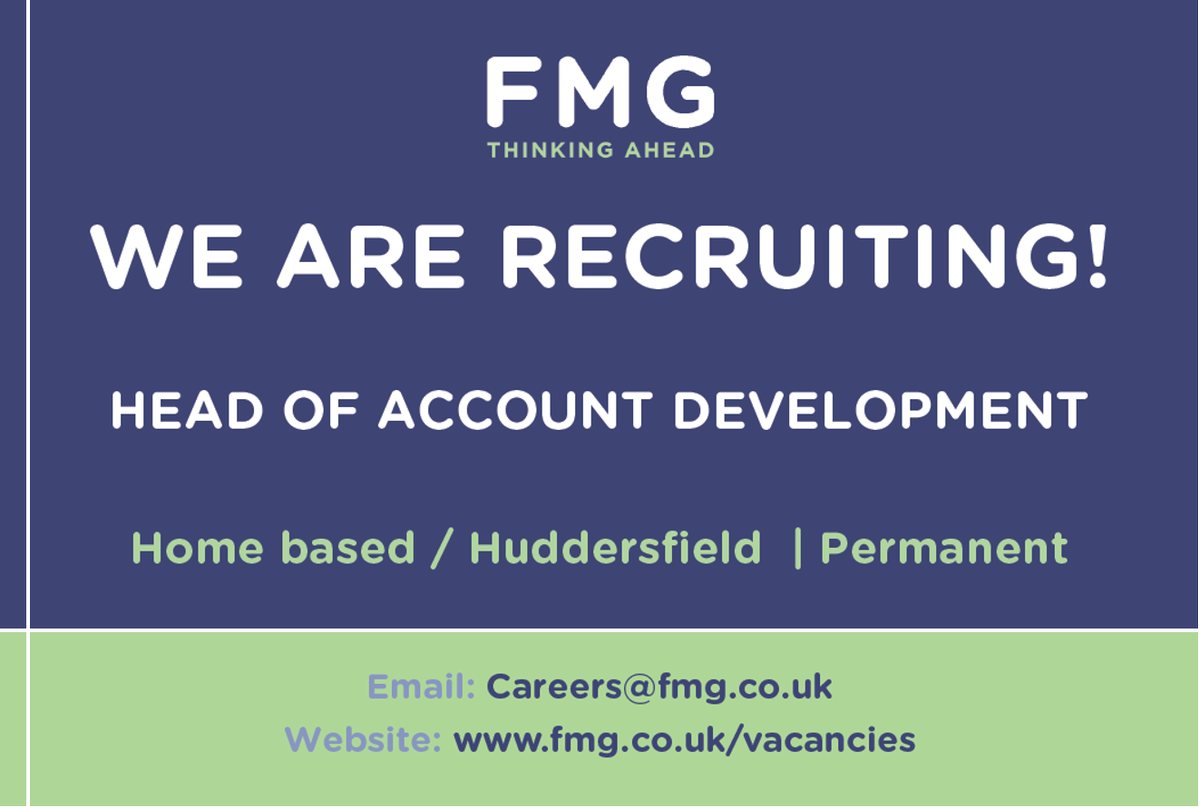 We have an exciting opportunity for a new Head of Account Development to take responsibility for leading FMG’s Account Management team.

 Visit our website for more information: fmg.co.uk/fmg-careers/he…

#Huddersfield #Vacancies #AccountManagement