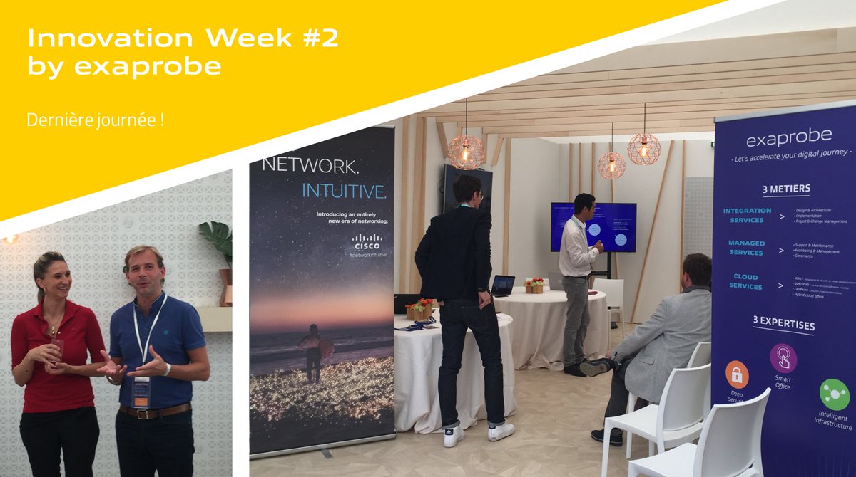 [INNOVATION] Dernier jour de notre #InnovationWeek sur #RG18 
Journée exclusive <a href="/Aciernet/">Aciernet</a> / <a href="/Exaprobe/">Exaprobe</a>, nous avons bénéficié d’une démo complète des solutions #IntuitiveNetworks <a href="/CiscoFrance/">Cisco France</a>
Cette 2nde édition est déjà terminée, merci à l’ensemble des 120 clients participants 🙌 !