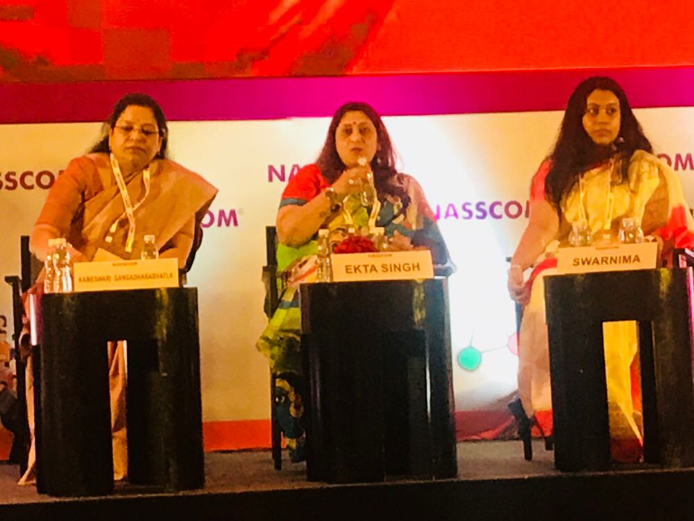 CapgeminiIndia's tweet photo. .@EktaSinghLal, VP and HR Head, Capgemini Financial Services, was a speaker at Nasscom Diversity &amp; Inclusion Summit 2018 at Hyderabad yesterday. She shared some interesting 'stories of change' and discussed the #diversity and #inclusion initiatives at Capgemini. #nasscomDnI https://t.co/OoyYRrs7W3