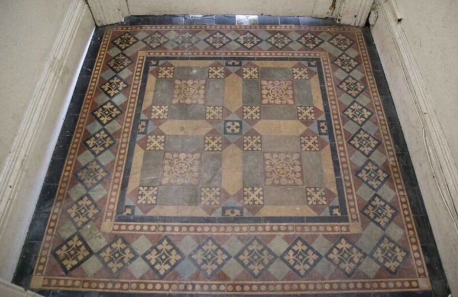ChrisGargan1's tweet photo. Stunning period features being revealed as we strip out the property, including this beautiful cornicing &amp; the Minton tiles to the grand entrance in our new Sefton Park development. Hopefully we can salvage &amp; restore most of these original Victorian features during the conversion https://t.co/xMpiLCoMz8