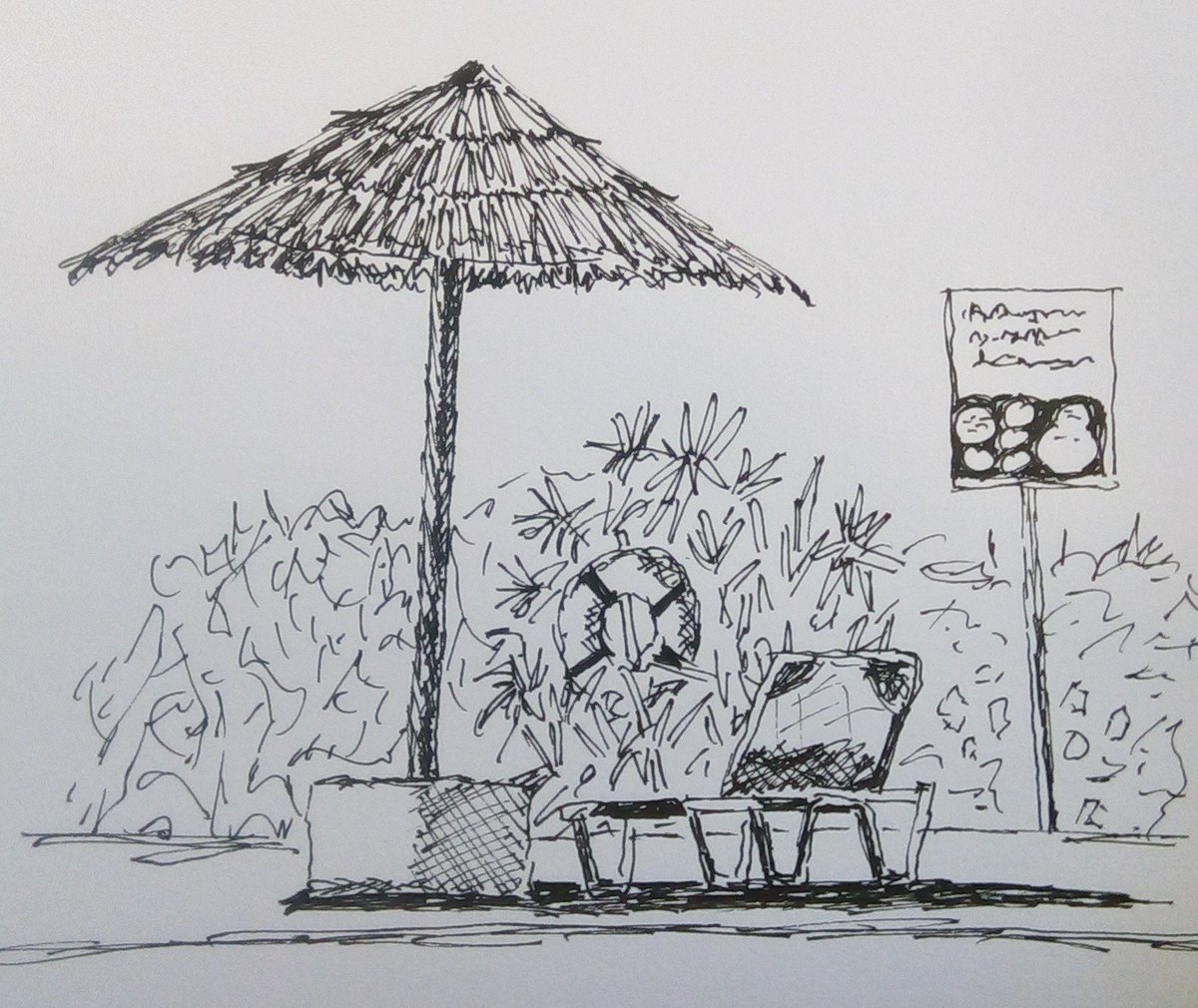 20thcentart's tweet photo. Little poolside sketch. 
#Art #sketch #drawing #chloraka #paphos #Cyprus https://t.co/i7Er0q35bz