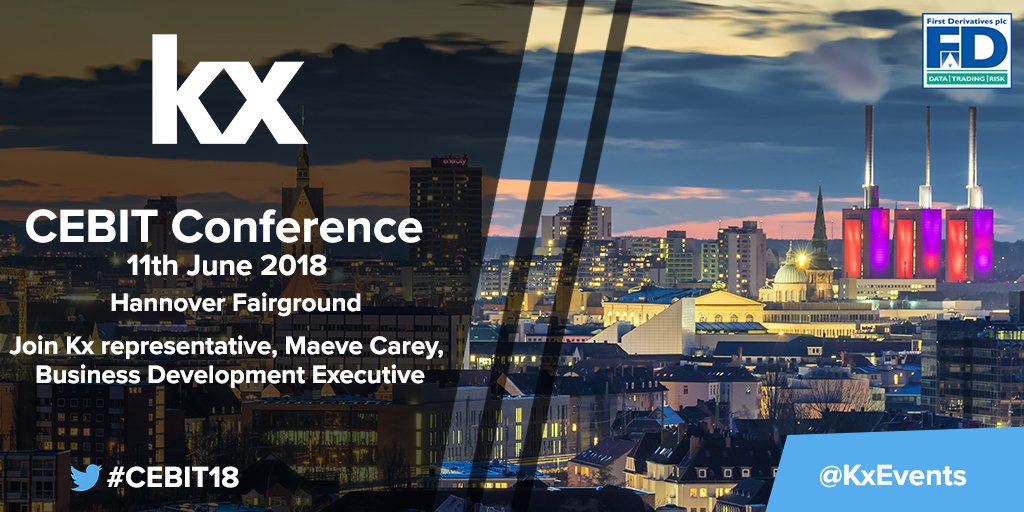 KxEvents's tweet photo. Catch @kxsystems at the @cebit conference in Hannover next week! Interested in learning more on how kdb+ is helping to disrupt the #Manufacturing, #IoT and #IIoT industries? Be sure to meet our Kx representative, @Maeve_kx #CeBIT #industrie40 https://t.co/qtzE3keWmm