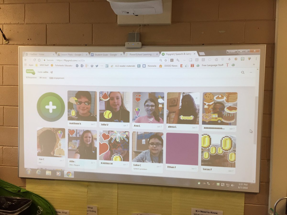 KMeoli44's tweet photo. Students created FlipGrid videos to reflect on the Speech &amp; Language goals they've accomplished this year! @Bridiekar @BernerChiefs https://t.co/GLPHT8cNE5