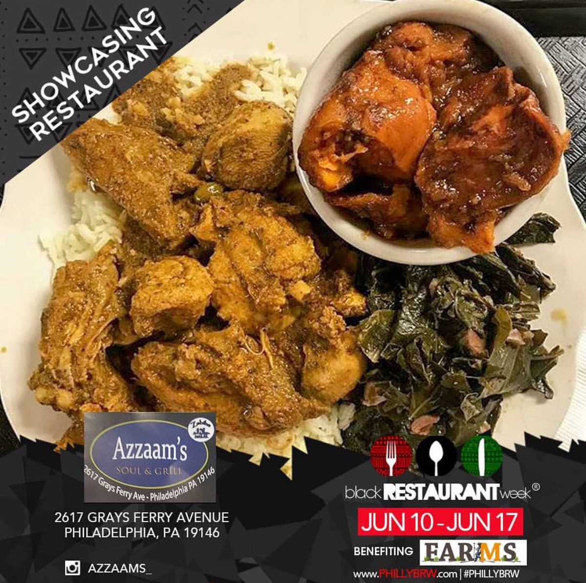blkrestaurantwk's tweet photo. We are happy to announce #AZZAAMS as a participating restaurant for #PhillyBRW 2018! Ask for the BRW menu from June 10 - June 17! #blackrestaurantweek #food #yum #philadelphia #phillyfoodies #phillysupportphilly #foodies #dine #dinner #lunch #brunch #breakfast https://t.co/qIHukzuKEj