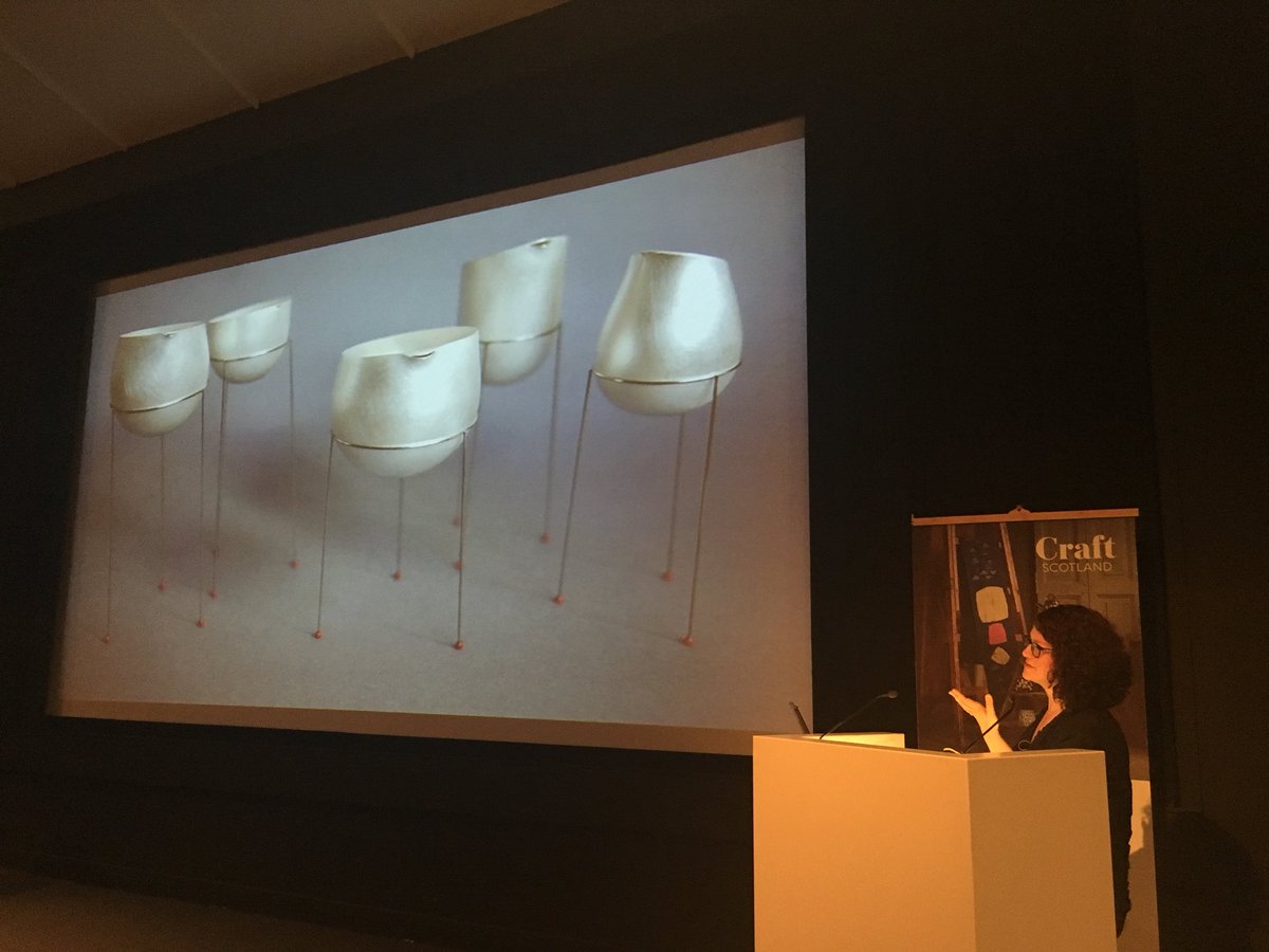 craftscotland's tweet photo. ‘Pouring vessels take in but also give, making them more human’ -@AT_Metalsmith considers form + function when developing her works, our interaction with the objects is a key element of her work. Fascinated by her Receptive Vessels shown at Collect. #csconf https://t.co/DFH7aLAN3S